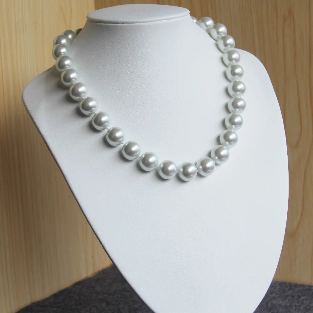 2021 New 14mm Round White Shell Pearl Beads Necklace For Women Girls Gifts DIY Fashion Jewelry Making Design 18inch Wholesale