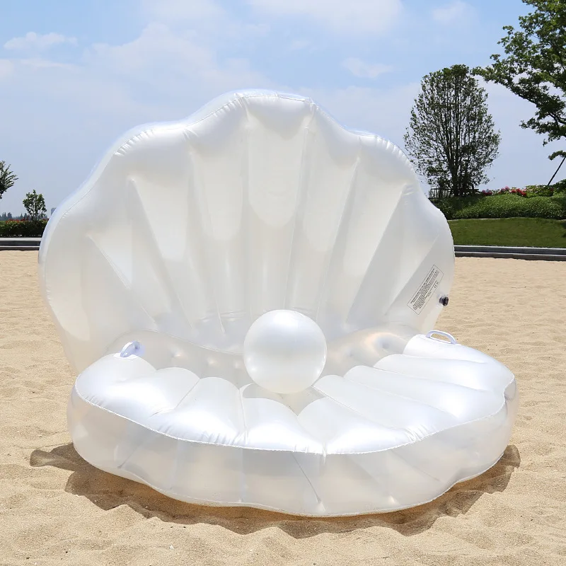 170cm Giant Inflatable Shell Pool Float New Design 2022 Summer Water Air Bed Lounger Clamshell With Pearl Seashell Scallop Board