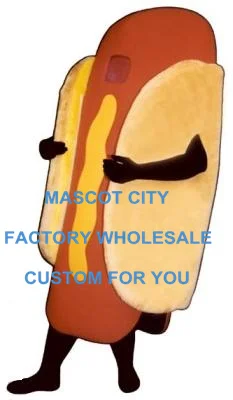 

2014 New Style Food Snack Carnival Advertising Costume Hot Dog w/ Detachable Bun Mascot Costume Adult Cartoon Character SW880