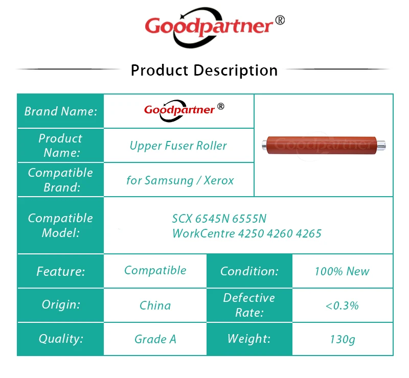 1X JC66-01871A 022N02372 Fuser Upper Heat Roller for SAMSUNG SCX 6255 6545 6555 ML 5510 5512 6510 6512 / SCX6255 SCX6545 SCX6555