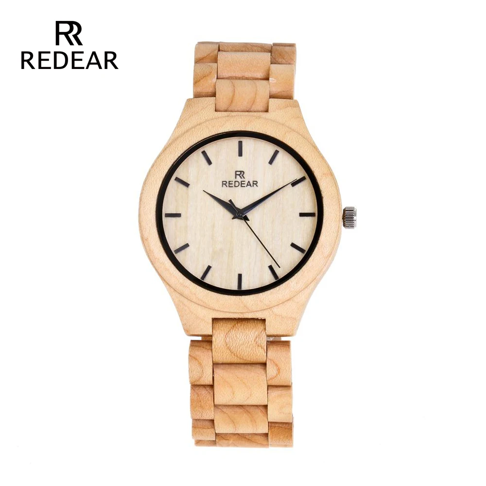 REDEAR-Reloj de madera de arce para hombre, cronógrafo de cuarzo, diseño de regalo de temporada, edición de aniversario