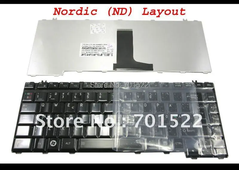 Nordic ND Laptop Keyboard for Toshiba Satellite A200 A205 A210 A215 A300 A305 A305D A350 A350D A355 M300 M200 M305 Glossy Black