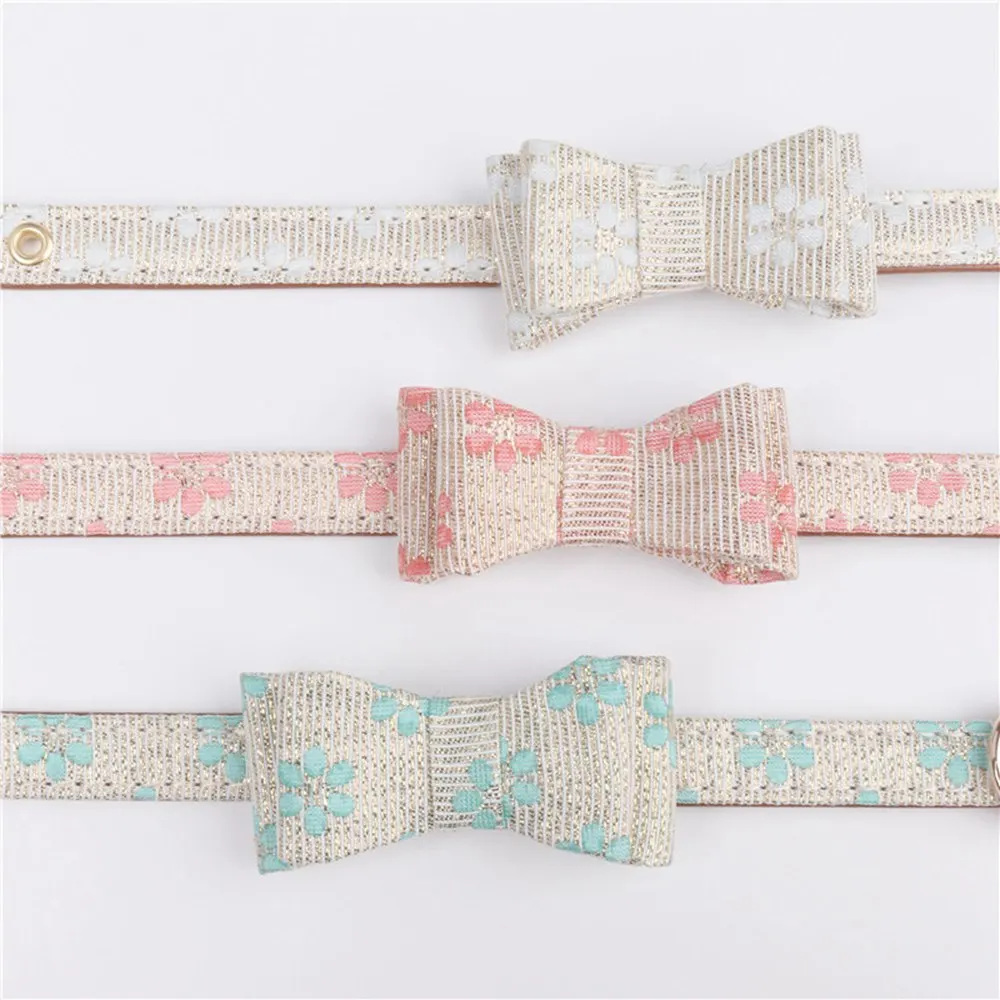 Pet Collar Little Flower style dog collar bow tie pet pupply product dog collar set necklace  Leash Lead