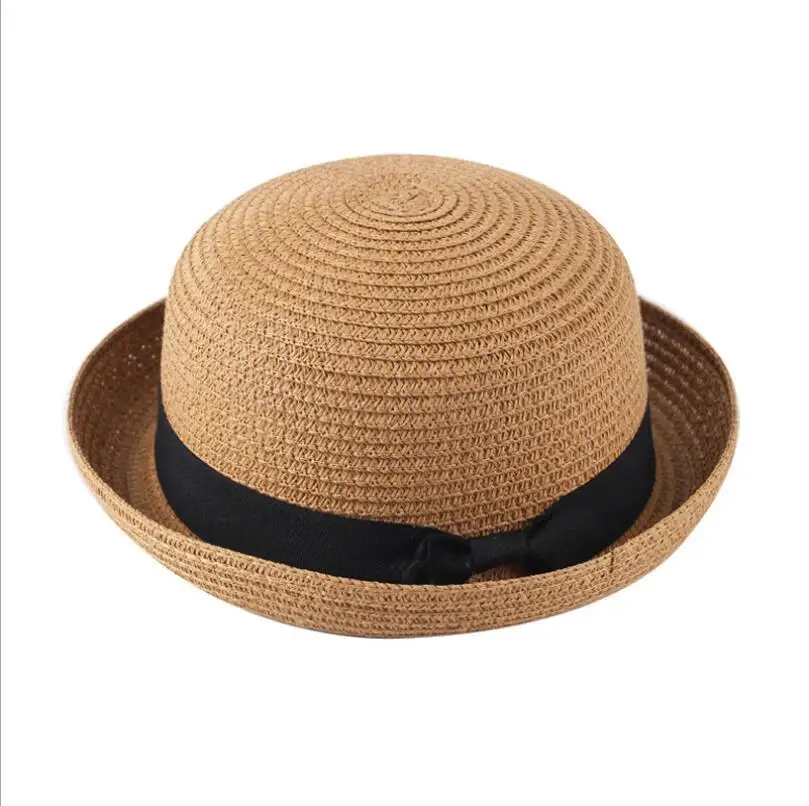 Straw Hats Kids Character Ear Decoration Summer Cap Baby Sun Hat For Girl Boys Bucket Cap For Children Hat Beach Panama Caps