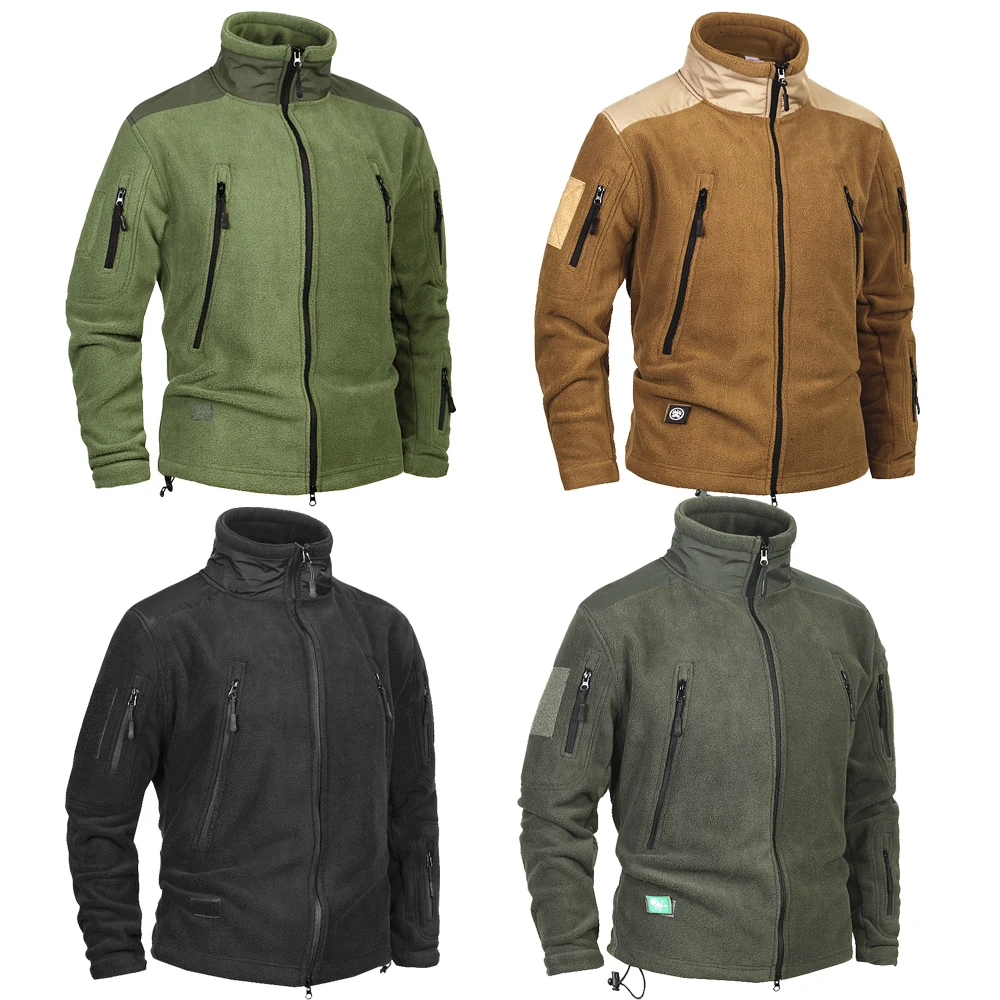 Mege casaco masculino de lã militar, jaqueta grossa com retalhos e bolsos polartec masculina