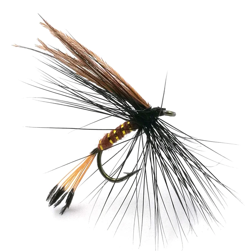 Shared With Fish 5pcs Brown&Black Tail Royal coatchman Fly Trout Flies Aritificial Bait 12# hook