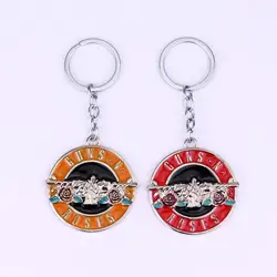 dongsheng Famous American Hard Rock Band Roling Guns N 'Roses Key Chain Alloy Keychain Pendant Key Ring Holder Gift Accessories