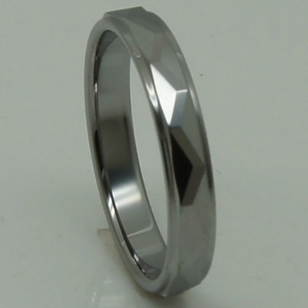 lady 3.5mm cubic geometrical facet  silver grey hi-tech scratch proof wedding tungsten ring 1pc