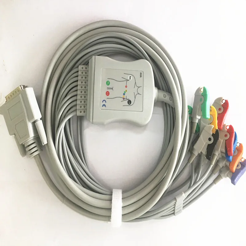 Compatible for Nihon Kohden 9010/9020/9620 ECG Cable with 10 Ecg Leadwires Ekg Cable (without Resisitor ),DB 15pin to Clip End