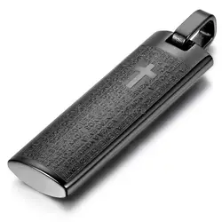 New Personality 316L Stainless Steel Mens Womens Spanish Lord's Prayer Cross Pendant Necklace Black Color colgantes hombre