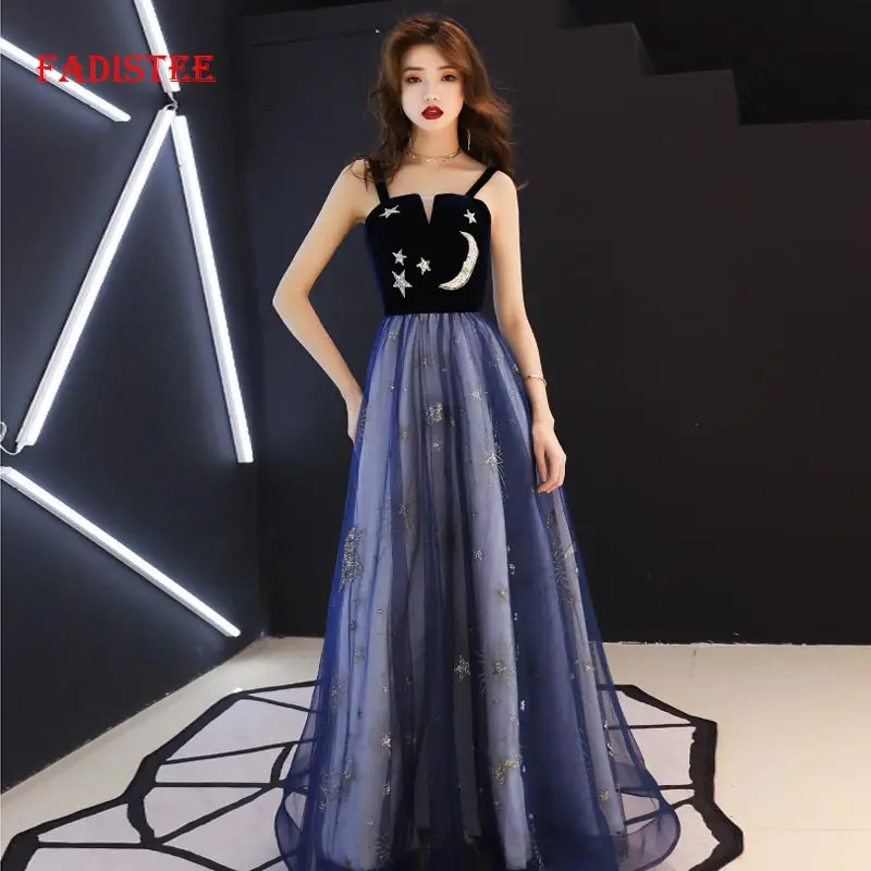 

FADISTEE New arrival evening prom party dresses Vestido de Festa gown Robe De Soiree lace little star moon long V-neck frock