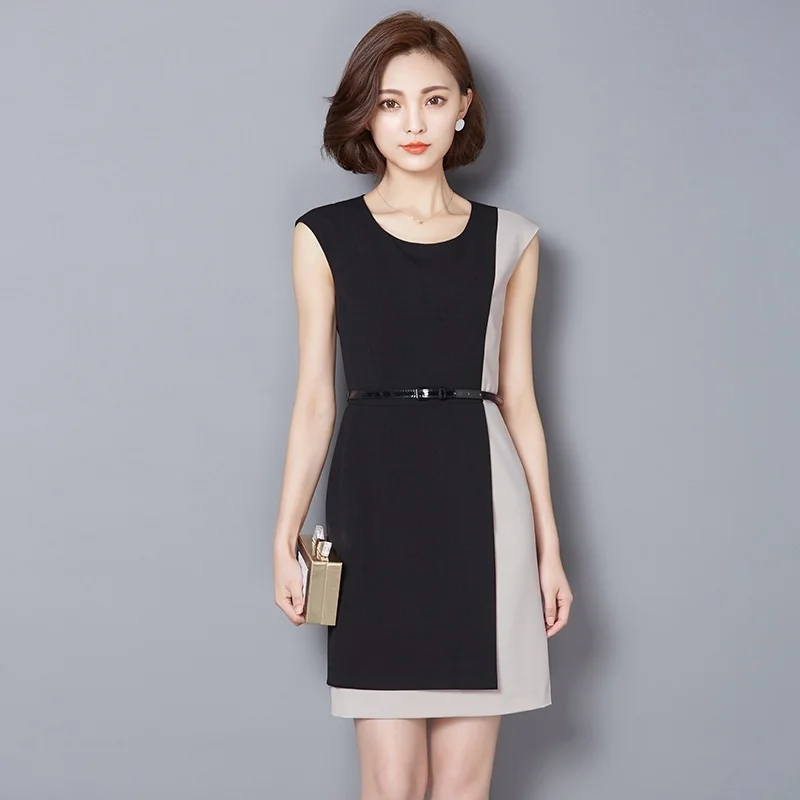 

Office Dresses Ladies 2019 Summer Autumn Women Sleeveless Slim Sexy Dress Midi Elegant Packaged Hip Fashion Vestido Mujer DD2007