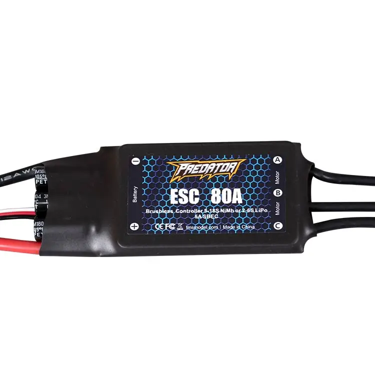 FMS ESC-التحكم في السرعة بفرشاة الطائرة, 6A 12A 20A 40A 50A 60A 80A 85A 100A 130A جديد Predator RC نموذج طائرة قطع غيار طيار