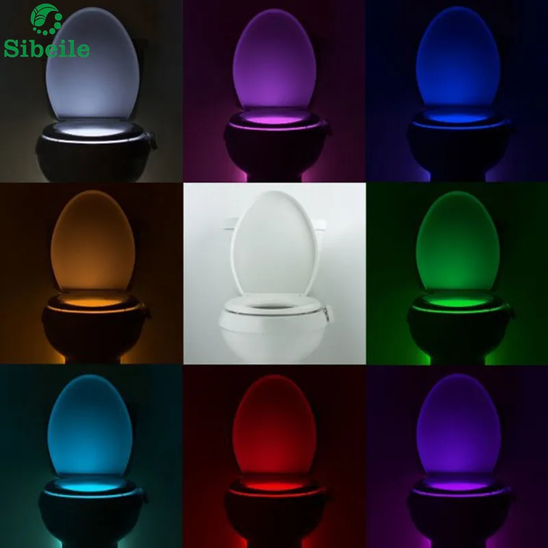 SBLE Sensor Toilet Light LED Lamp Human Motion Activated PIR 8 Colours Automatic RGB Night lighting bathroom Toilet accessory