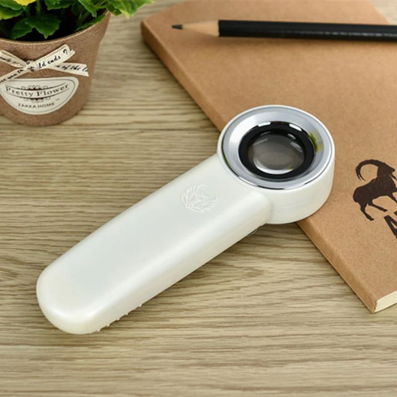 40X 25mm New Magnifier Jewelry Appraisal Loupe Handheld Reading Magnifying Glass with 3pcs LED Lamps