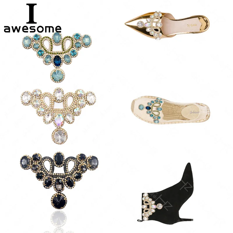 1 sztuk buty weselne dla nowożeńców akcesoria wysokie obcasy buty DIY instrukcja Rhinestone sandały z wzorem w kwiaty buty ozdoby do butów łatki