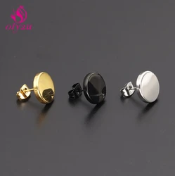 Oly2u Stainless Steel Gold Color Hypoallergenic Minimalist Flat Circle Earings for Women Girls Daily Wear Aretes