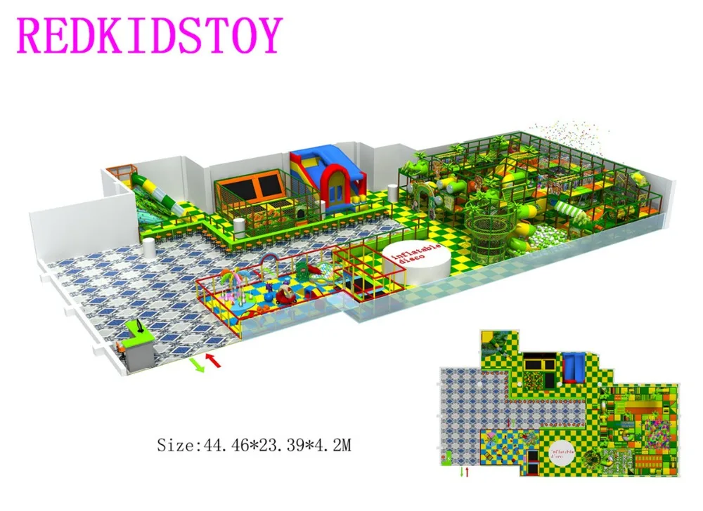 Équipement de terrain de jeu multifonctionnel d'intérieur avec château rebondissant, parc de Trampoline et baie, adapté au centre commercial