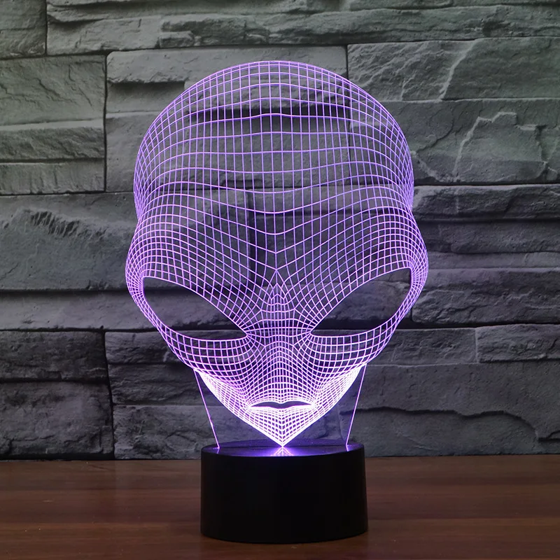 Alien Seven color Touch led Visual Usb 3d Light Creative Wholesale Kids Room Led Night Light  Novelty Led Usb 3d Lamp