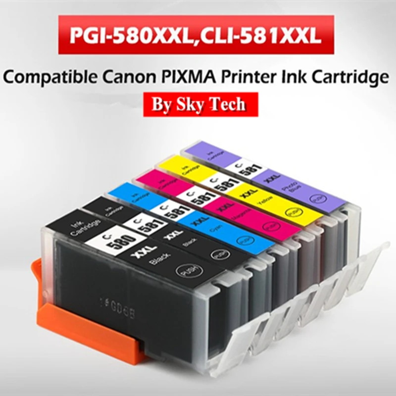 Sky PGI580 CLI581 PGI-580 CLI-581 Ink Cartridges For Canon Pixma TS705/TR7550/TR8550/TS6150/TS6250/TS8150/TS8250/TS9150/TS9550