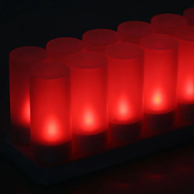 Set of 12 Remote Controll Rechargeable Tea Light LED Candles frosted Flameless TeaLight Multi-color Changing Candle Lamp Party