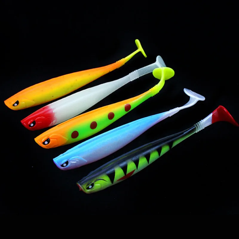 5PC Lot 12cm 10g Soft Fishing Wobbler Lure Bait Kit Spinning Casting Lures Jig Swimbait Artificial Luminous Silicone Tackle