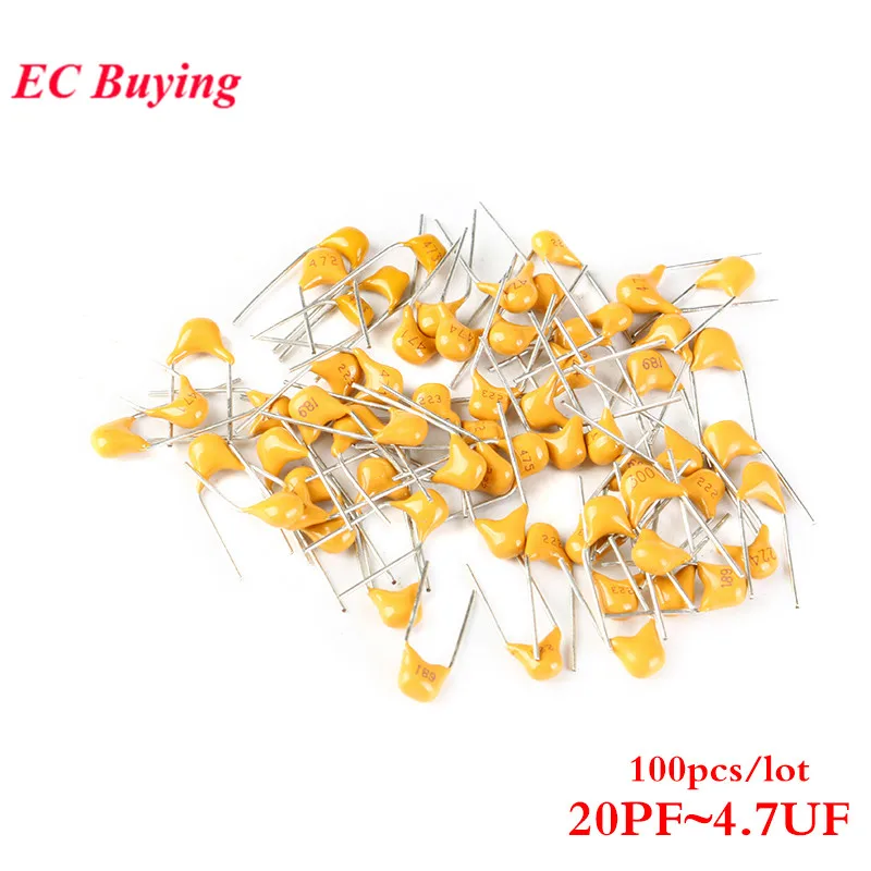 100Pcs 50V Monolithic Ceramic Capacitor 20PF ~ 4.7UF 22PF 47NF 220NF 1NF 4.7UF 1UF 100NF 330NF 102 103 104 105 473 681 5.08mm