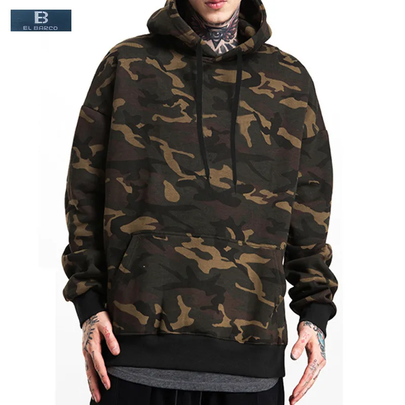 [EL BARCO] Autumn Warm Cotton Camouflage Hooded Sweatshirts Men Military Pullovers Hoodies Male Winter Tops Outcoat Size M-3XL