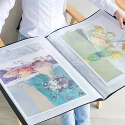 Multi Pocket File A3 Folder Transparent Sheets Protector Puzzle Storage Folder Drawings Display Book For A3 Paper Organizer