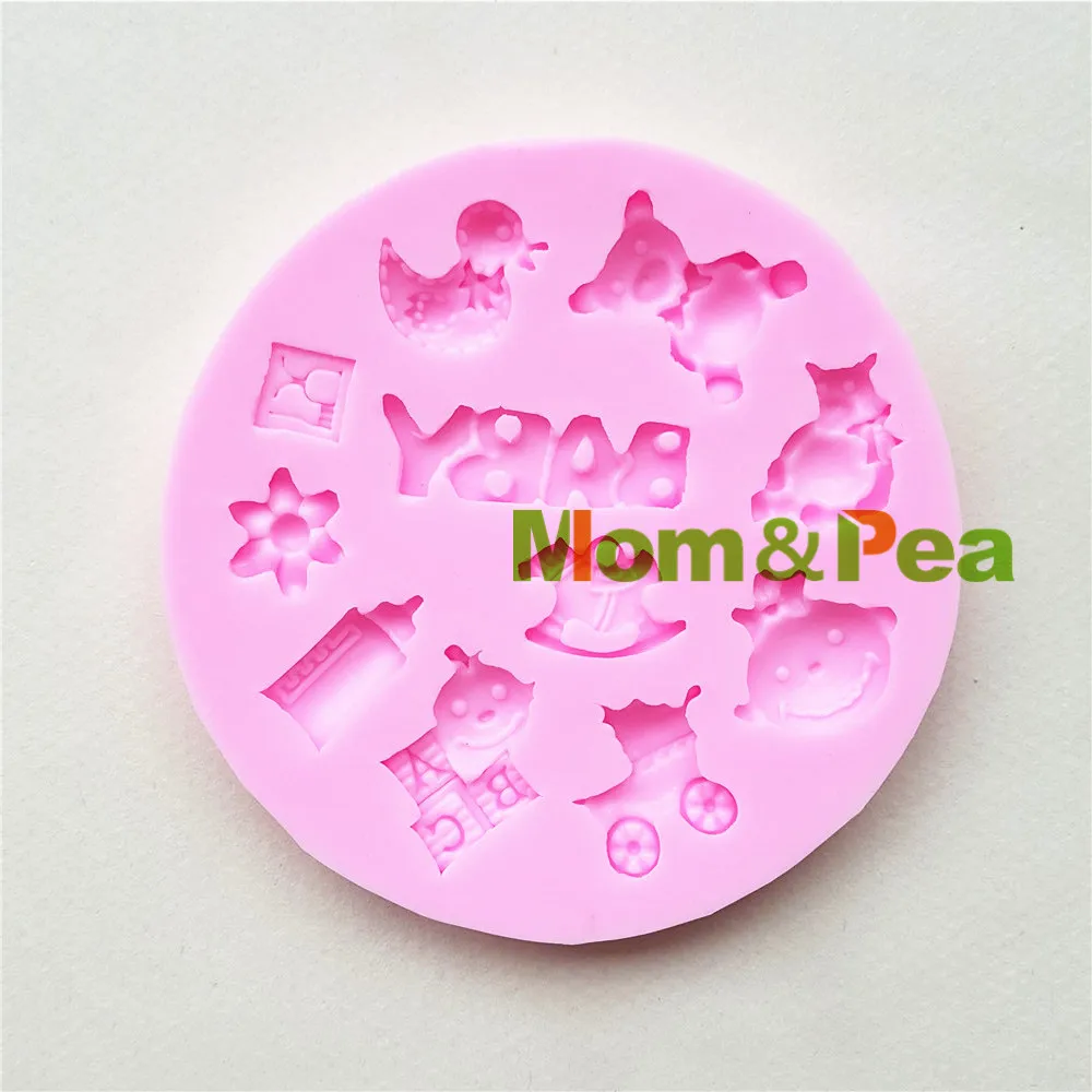 Mom&Pea 1108 Free Shipping Baby Toys Silicone mold Cake Decoration Fondant Cake 3D Mold Food Grade