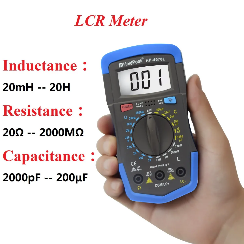 HoldPeak Digital Capacitance Meter ( LCR Meter ) Diagnostic-tool with LCD Backlight,HP-4070L