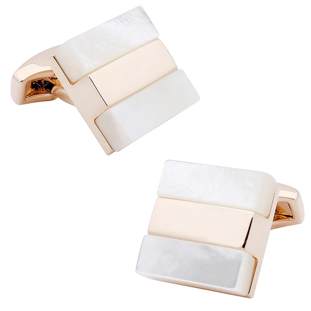 

Men Jewelry Mother of Pearl Cufflinks Simple Stone Cufflinks for Men Shirt High Quality Nature Stone Rose Gold cuff links