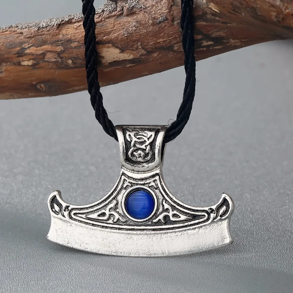 Kinitial Axe of Perun with zirconium Charm Pendant Necklace Sekira Perun Men Jewelry Viking Nordic Talisman Necklaces Collier