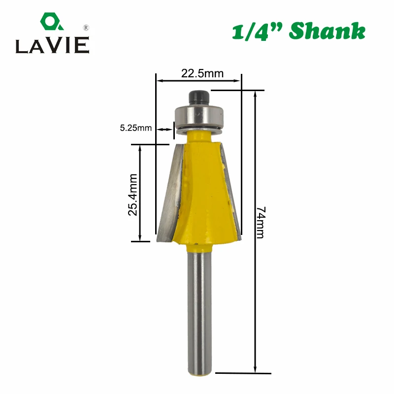 1pc 1/4 Shank 11.25 Degree Chamfer Bevel Edging Router Bit Tungsten Carbide Milling Cutter for Wood Woodworking Bits MC01080