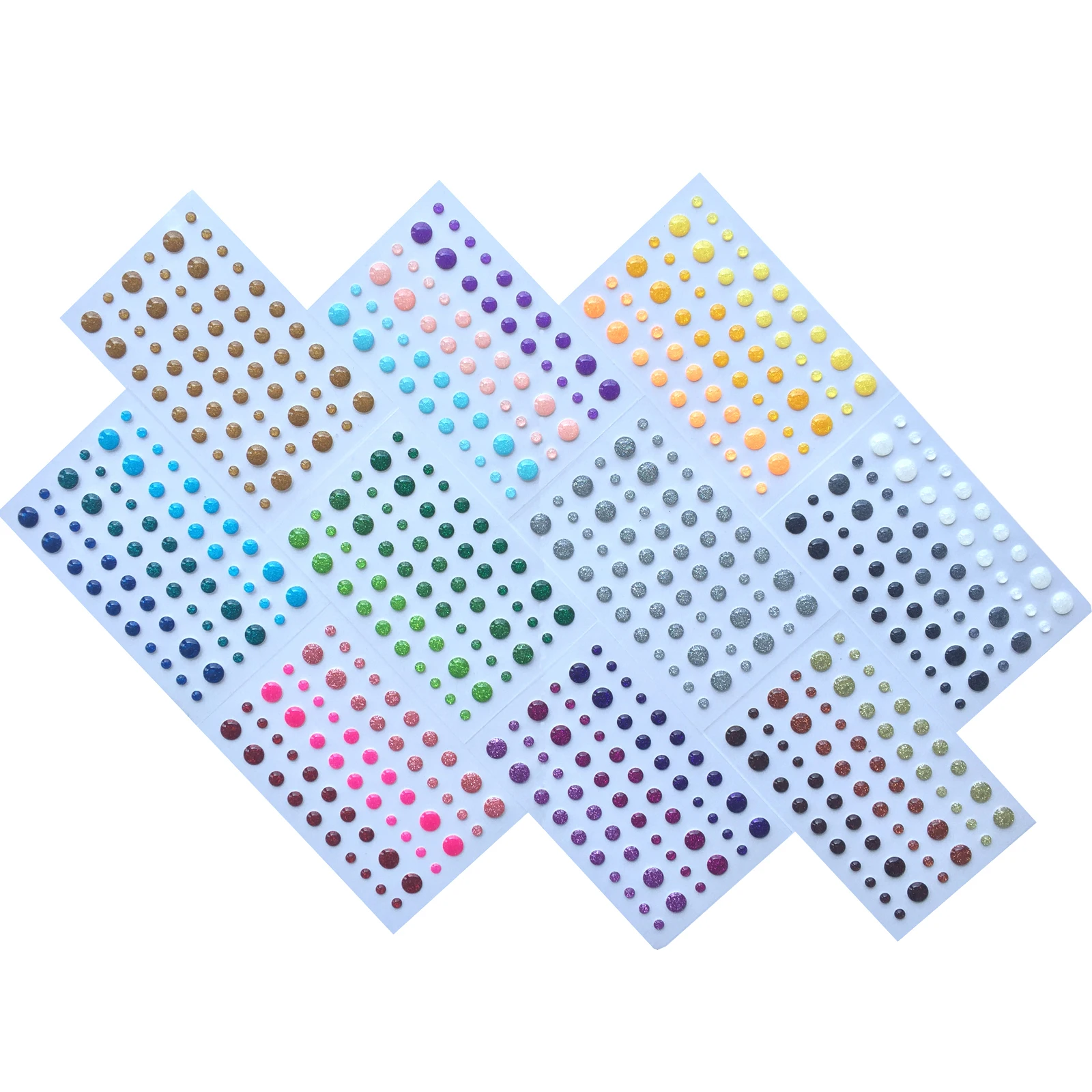 (Pack of 10) Self Adhesive Sparkle Enamel Dots Sticker Glitter For Scrapbooking Card Making Decoration