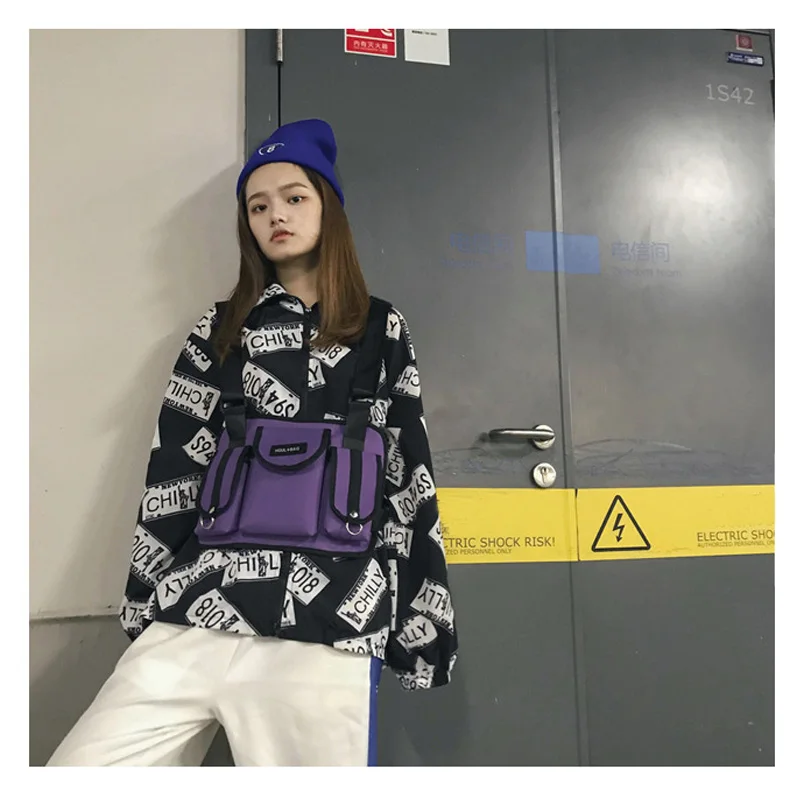 Men Chest Pack Rig Hip Hop Streetwear Unisex Cool Functional Tactical Shoulder Anti Theft Waist Bag Purse  Punck Style Backpack