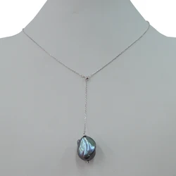 100% nature freshwater pearl pendant necklace,925 silver chain-13-16 mm big baroque pearl pendant necklace,silver and gold color