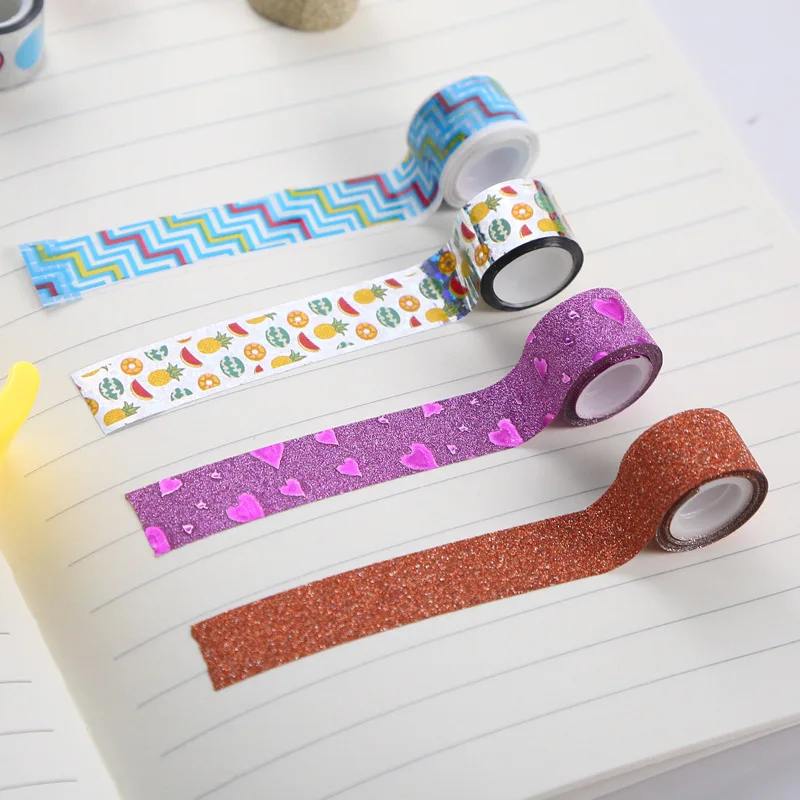 9 Pcs/Set Cute Mini Glittering Adhesive Tape Washi Tape DIY Decoration Sticker Label Masking Tape