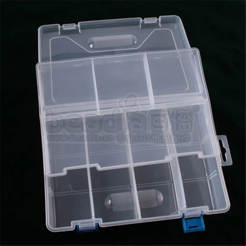 New Practical 3.3*15cm Plastic 7 Compartment Storage Box Case Bead Rings Jewelry Display Organizer