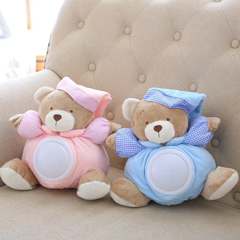 25cm Kawaii Teddy Bear Musical Light Plush Dolls Pat Lamp Sleeping Comfort LED Night Light Appease Bear Toys for Girls Gifts