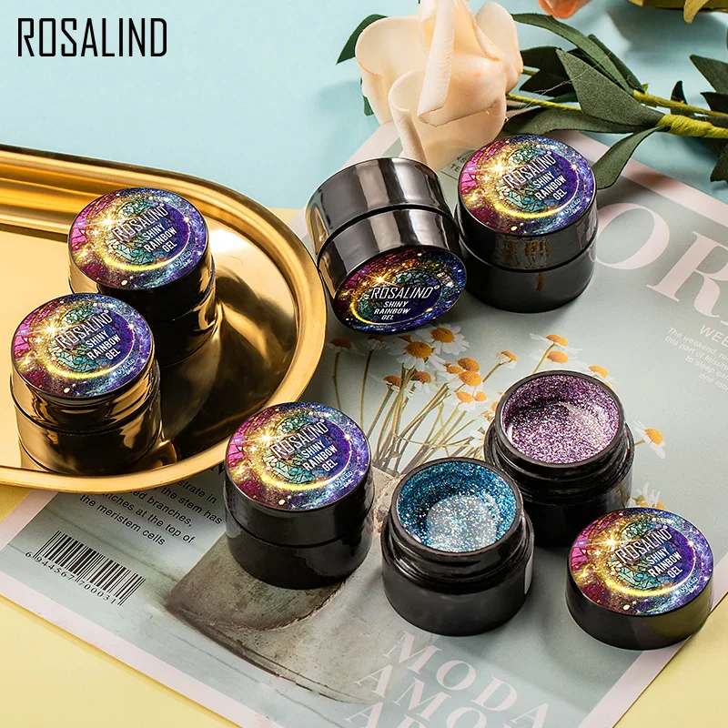 Rosalind Gel Nagellack Neon Regenbogen Hybrid Lack 5ml Nail Art Gel Farbe Set für Maniküre Semi Permanent Base Top Gel Lak