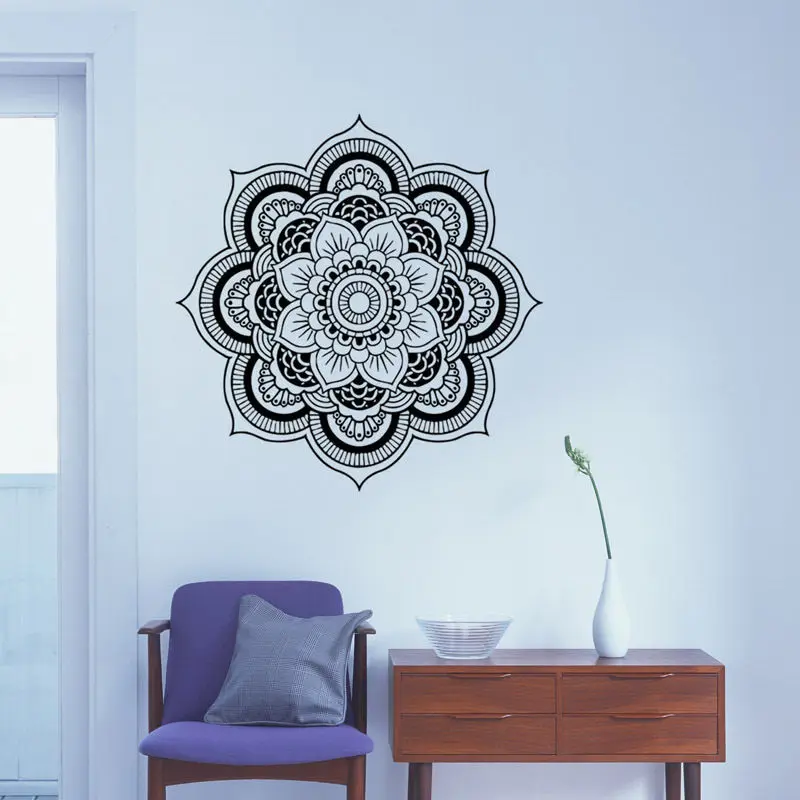 

Removable Mandala Vinyl Wall Stickers Flower Vinyl Wall Decor Indian Wall Sticker Bedroom Decor Design Artistic Wallpaper SA402