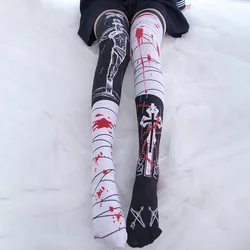 Medias de Cosplay delgadas para mujer, medias altas hasta el muslo, Harajuku, negro, sobre la rodilla, poliéster, 5S-SW11