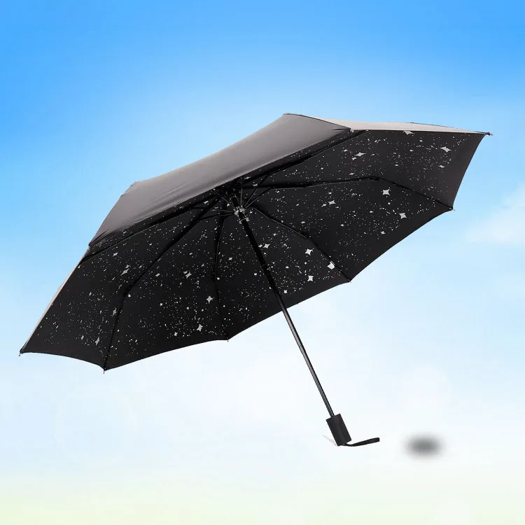 Star Sky Umbrella Three Folding Women Men Rain parasol Black Coating Umbrella Creative Novelty Items Star Sign Umbrellas