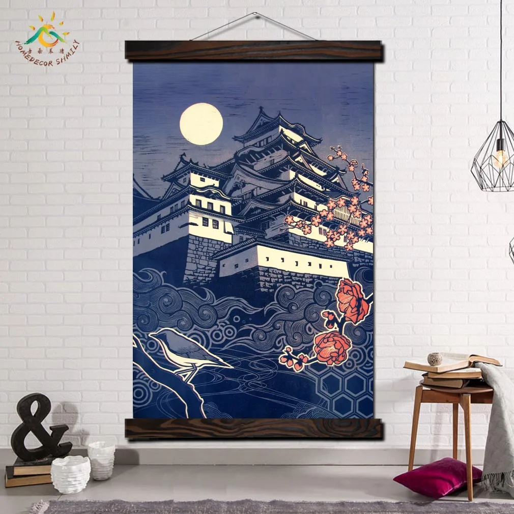 

Traditional Castle Building Vintage Posters and Prins Scroll Painting Canvas Art Wall Pictures Frame Painting Home Decoration