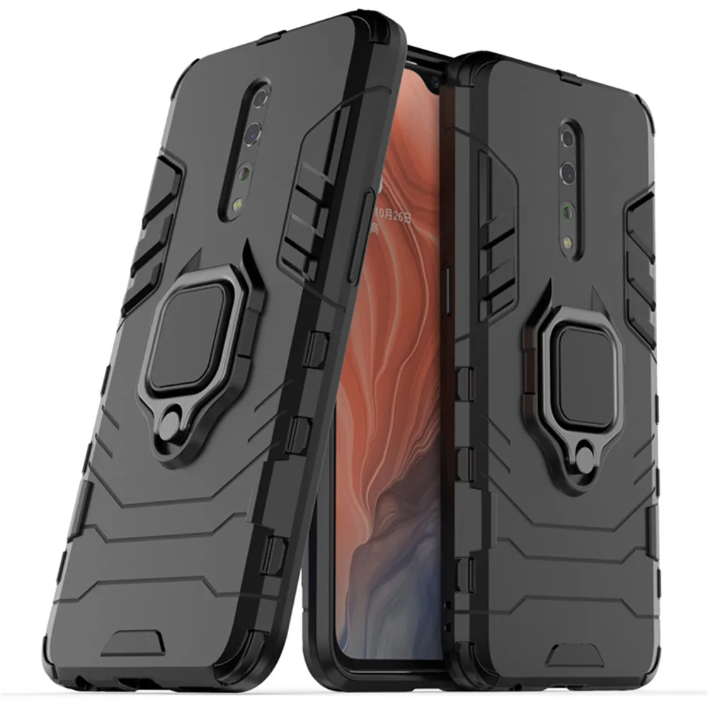 For OPPO Reno Z Case 6.4 inch Luxury Ring Back Cover Stand Armor ShockProof Case For Oppo RenoZ PCDM10 PCDT10 CPH1979 Phone Case