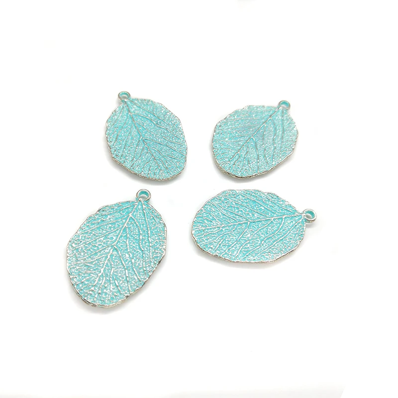 2021 New 5 Pieces 32mm Retro Patina Plated Zinc Alloy Green Leaves Charms Pendants for DIY Necklace earrings Jewelry Accessories