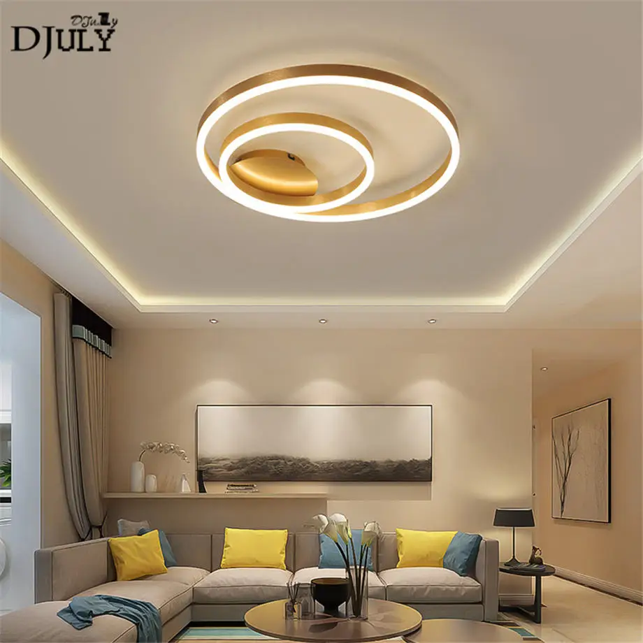 nordic Double ring gold Acrylic Aluminum led ceiling lamp for living room bedroom kitchen light fixtures modern home deco lustre