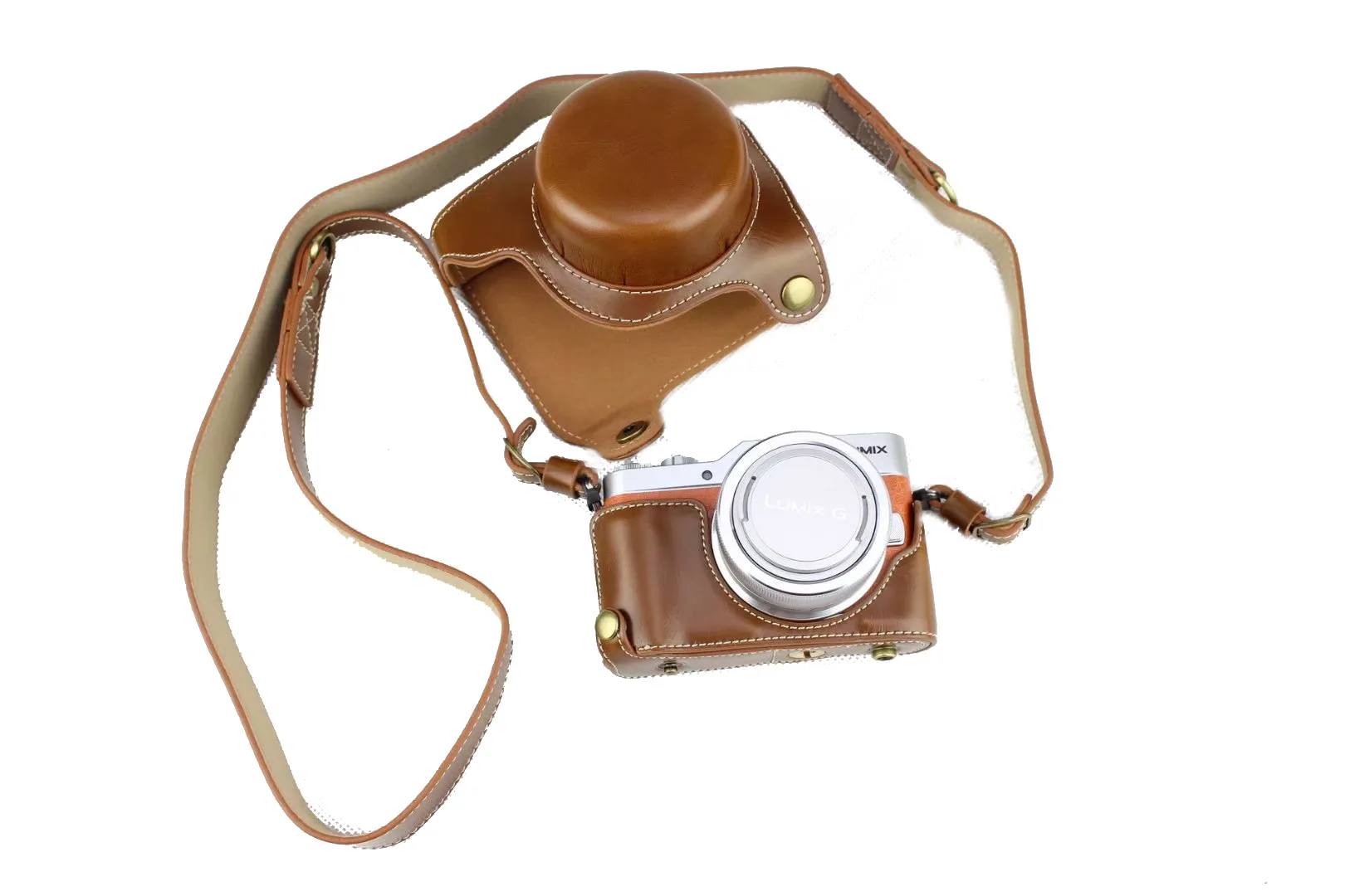 Luxury PU Leather Camera Case For Panasonic LUMIX GF10 12-32mm Lens Digital Camera Bag Cover With Battery Opening