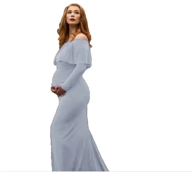 

New Maternity dress Women Cowl Neck Photography Props Off Shoulders Nursing Dress pregnant women dresses size M-XXL